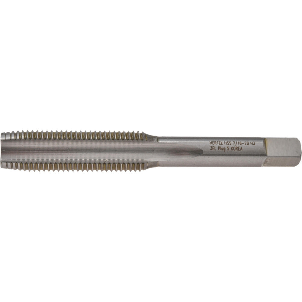 Hertel K008495AS Straight Flute Tap 7/16-20 UNF, 3 Flute, Plug Chamfer, High-Speed Steel, Bright/Uncoated Finish
