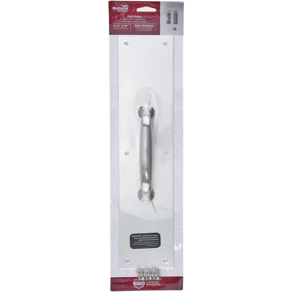 National Hardware N270-404 15" Long x 3-1/2" Wide, Aluminum Door Pull Plate