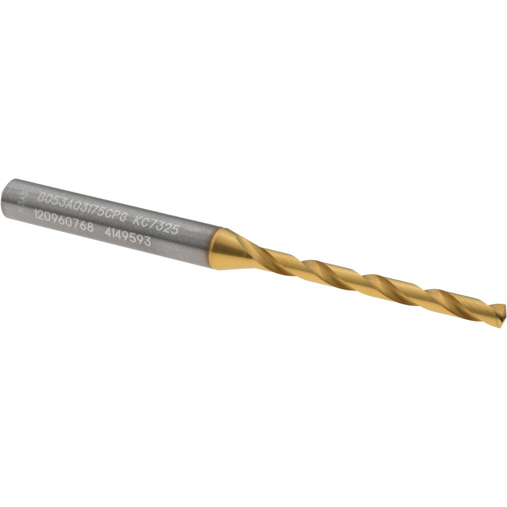 Kennametal 4149593 Taper Length Drill Bit Series B053A-CPG, 1/8" Dia, 140 &deg Point, Solid Carbide