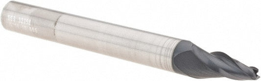 Kyocera SGS Precision Tools 32358 Tapered End Mill 10 deg Angle per Side, 1/8" Small Dia, 3/4" LOC, 3 Flute, Solid Carbide, Square End