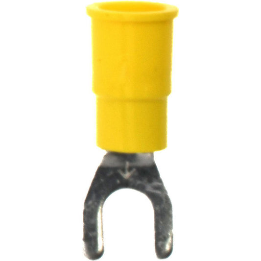 3M 7010297781 Standard Fork Terminal Yellow, Vinyl, Partially Insulated, #10 Stud, Crimp