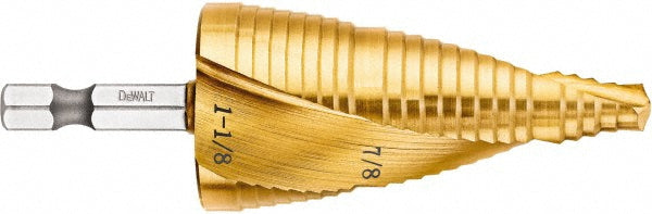 DeWALT DWA1789IR Step Drill Bit 1/4" Shank Dia, High Speed Steel, 2 Hole Sizes