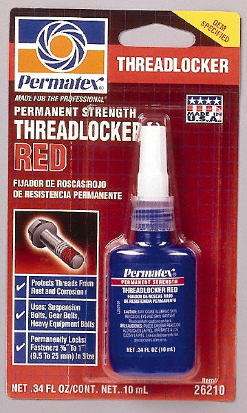 Permatex 26210 Threadlocker Red, Liquid, 10 mL, Bottle