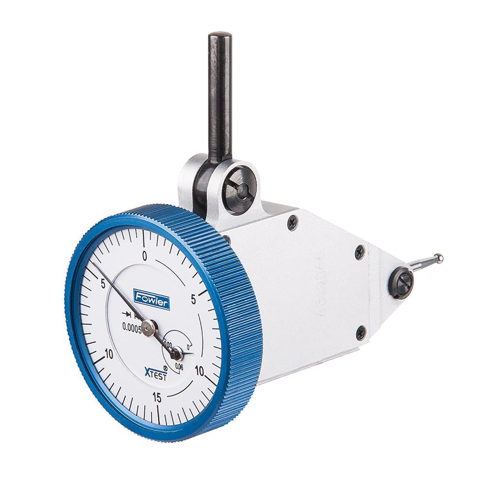 Fowler 52-562-004-0 Vertical Dial Test Indicator 0.0600" Max, 0-15-0 Dial Reading, 0.0004000.001200" Accuracy