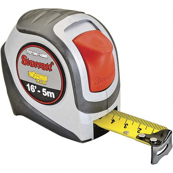Starrett 30637 Tape Measure 16' Long, 1-1/16" Width, Yellow Blade