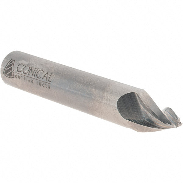 CONICAL TOOL CO. T-202C Tapered End Mill 20 deg Angle per Side, 1/8" Small Dia, 1/2" LOC, 3 Flute, Solid Carbide, Square End