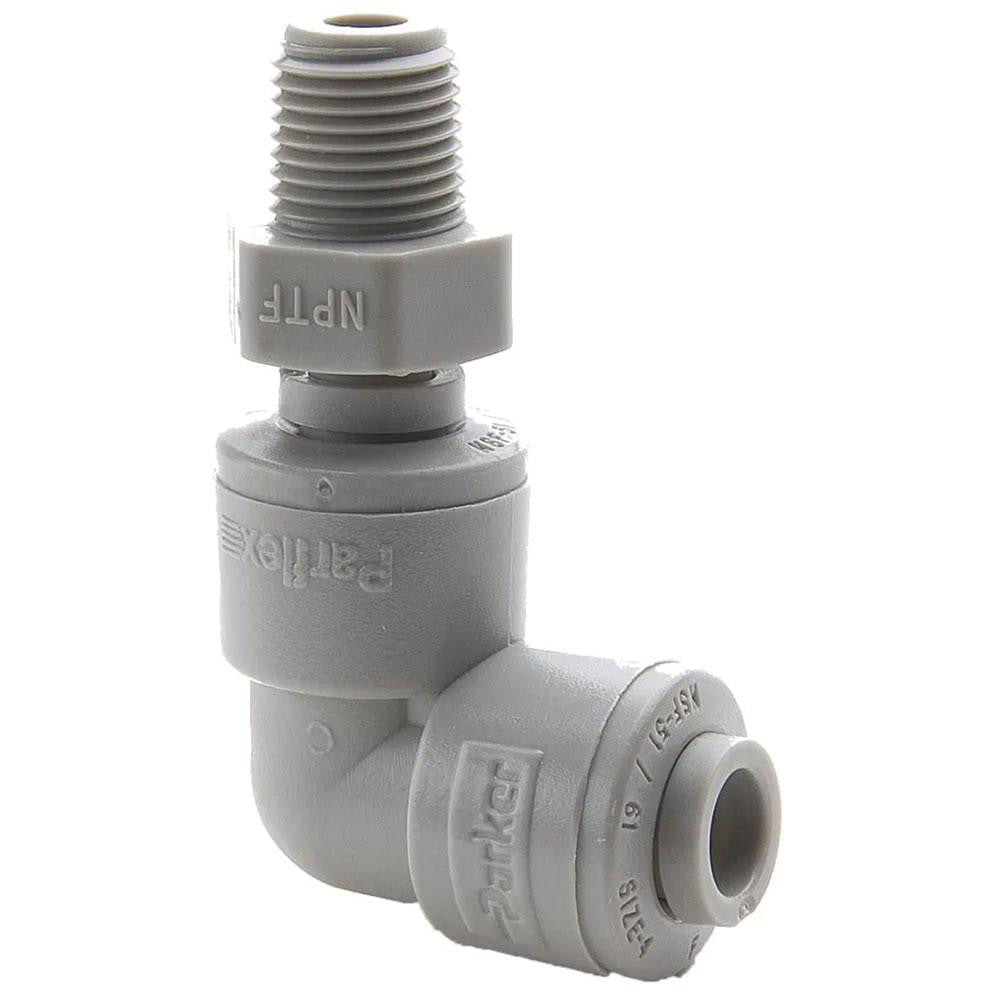Parker A4MES2-MG Push-To-Connect Tube to Pipe Tube Fitting Male Swivel Elbow, 1/8" Thread, 1/4" OD