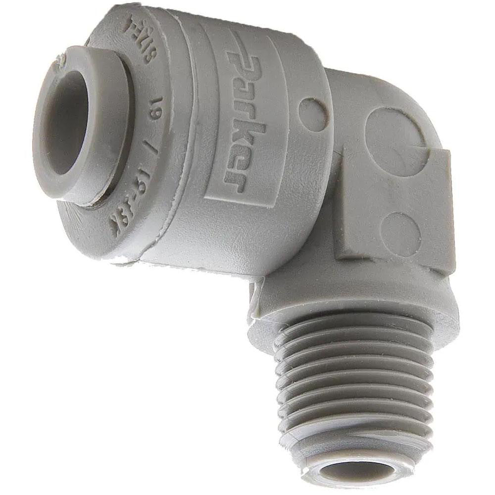 Parker A6ME4-MG Push-To-Connect Tube to Pipe Tube Fitting Male Elbow, 1/4" Thread, 3/8" OD