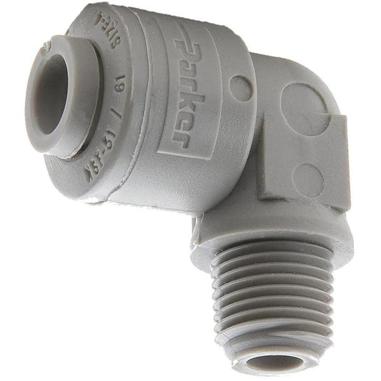 Parker A6ME4-MG Push-To-Connect Tube to Pipe Tube Fitting Male Elbow, 1/4" Thread, 3/8" OD