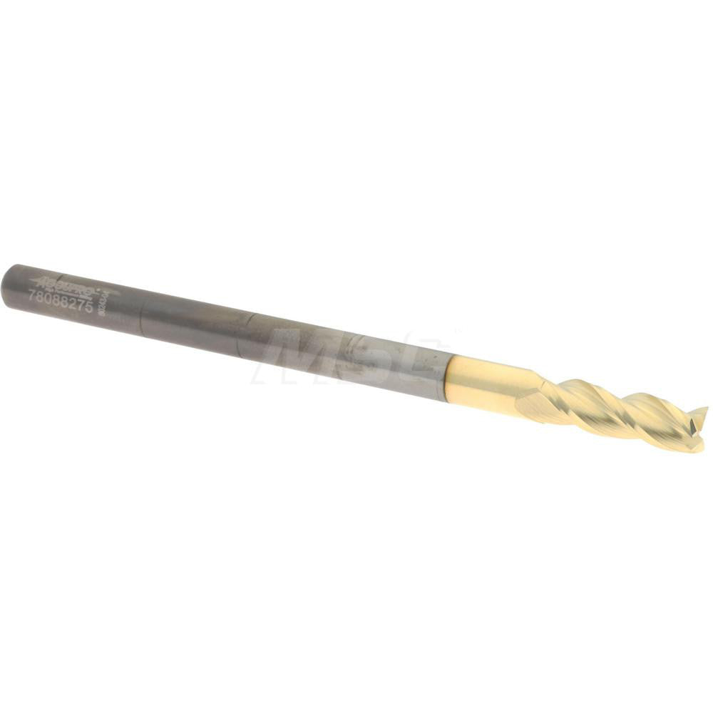 Accupro 2500461 Square End Mill 1/4'' Dia, 3/4'' LOC, 1/4'' Shank Dia, 4'' OAL, 3 Flutes, Solid Carbide