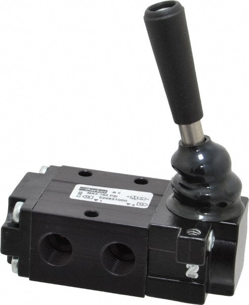 Parker 524831000 Mechanically Operated Valve 3-Way & 2-Position, Lever-Manual Return Actuator, 1/4" Inlet, 1/4" Outlet, 2 Position