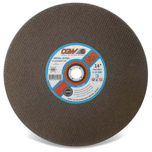 CGW Abrasives 70109 Cut-Off Wheel Type 1, 20" Dia, 3/16" Thick, 1" Hole, Aluminum Oxide