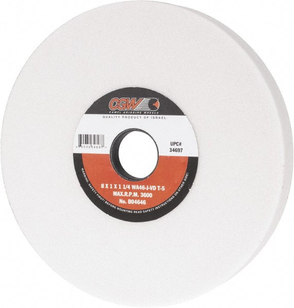 CGW Abrasives 34697 Surface Grinding Wheel 8" Dia, 1" Thick, 1-1/4" Hole, 46 Grit, J Hardness