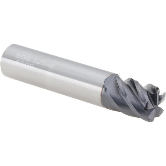 Kyocera SGS Precision Tools 32596 Corner Radius End Mill 1/2" Dia, 5/8" LOC, 0.0600" Radius, 5 Flute, Solid Carbide