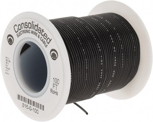 CONSOLIDATED ELECTRONIC WIRE & 815-0-100 26 AWG, 7 Strand, 100' OAL, Tinned Copper Hook Up Wire