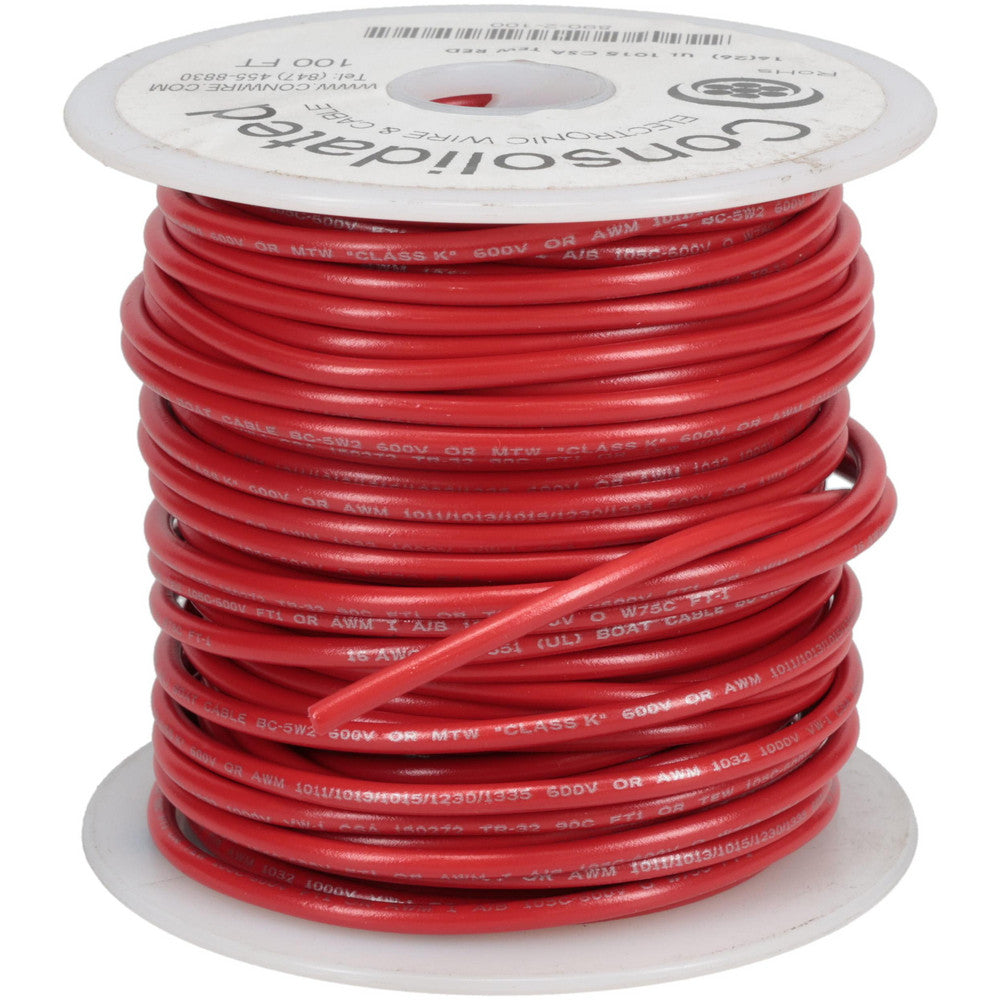 CONSOLIDATED ELECTRONIC WIRE & 890-2-100 16 AWG, 26 Strand, 100' OAL, Tinned Copper Hook Up Wire