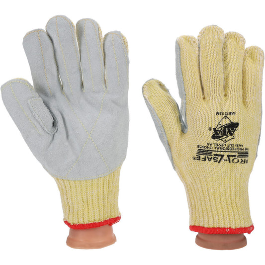 PRO-SAFE GLA-A7-M Cut-Resistant & Puncture-Resistant Gloves PRO-SAFE Size Medium, ANSI Cut A5, ANSI Puncture 3, Leather