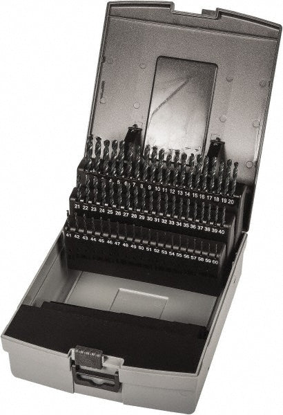 Precision Twist Drill 5995674 Drill Bit Set Jobber Length Drill Bits, 60 Pc, 118 &deg, High Speed Steel