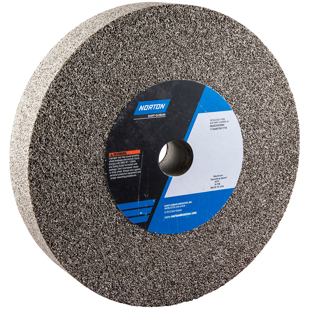 Norton 66253263054 Bench & Pedestal Grinding Wheel 12" Dia, 2" Thick, 1-1/2" Hole Dia, Aluminum Oxide