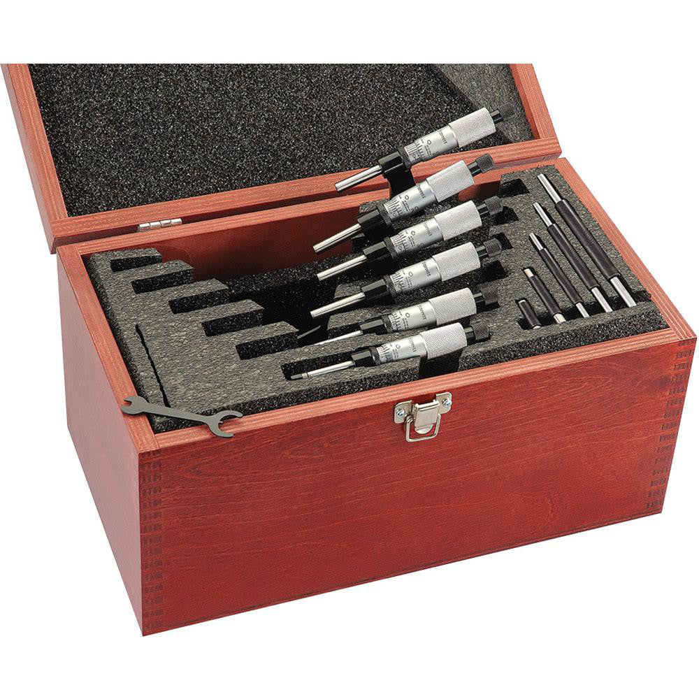 Starrett 68045 Mechanical Outside Micrometer Set 6 Pc, 0 to 6" Measurement