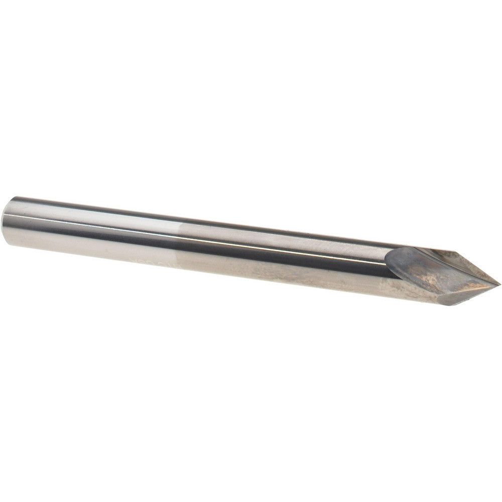 Harvey Tool 47630 Chamfer Mill 1/4" Dia, 1/4" Shank Dia, 60 deg, 2 Flute, Solid Carbide, Single End