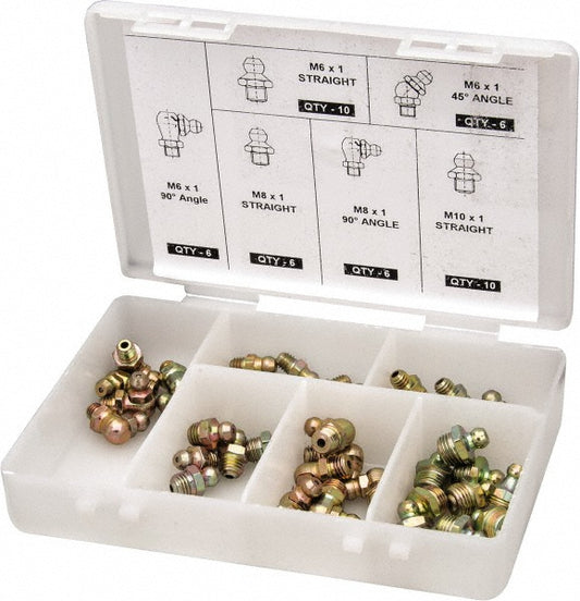 Pro-Lube GFT/KIT/M-44 44 Piece, Metric, Box Plastic Steel Grease Fitting Set