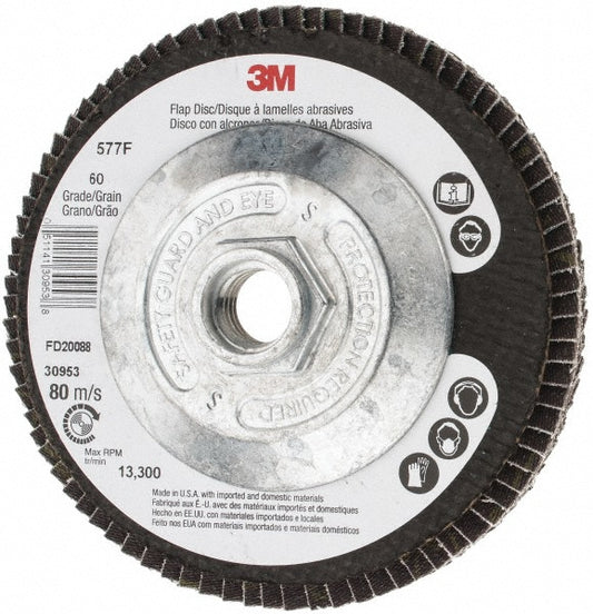 3M 7010327318 Flap Disc 5/8-11 Hole, 60 Grit, Zirconia Alumina, Type 27
