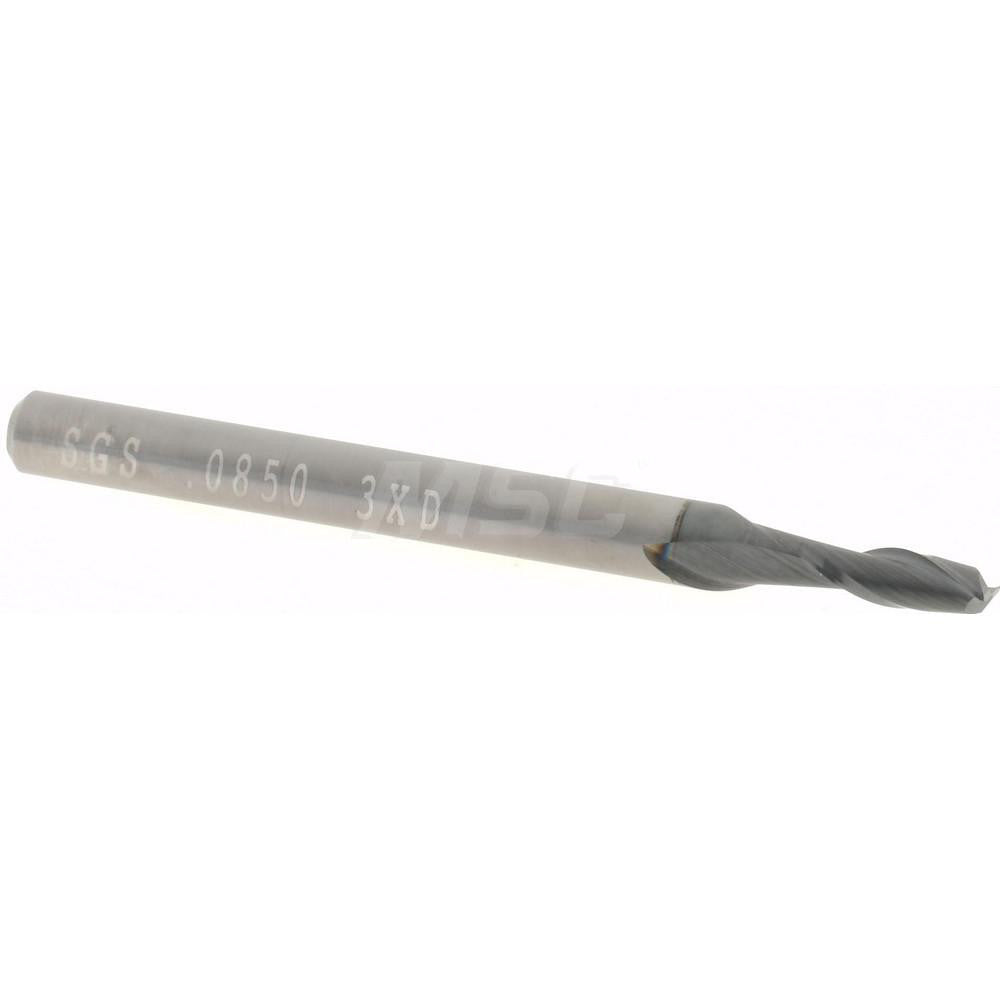 Accupro 14796930 Square End Mill 0.085" Dia, 0.255" LOC, 2 Flutes, Solid Carbide