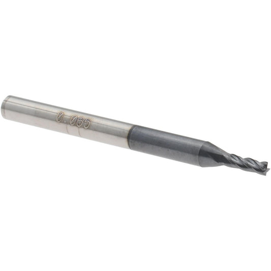 Accupro 14796974 Square End Mill 0.065" Dia, 0.195" LOC, 4 Flutes, Solid Carbide