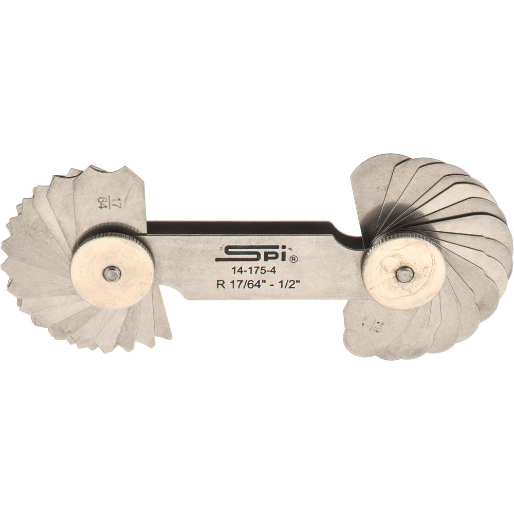 SPI 14-175-4 Radius Gage Set Stainless Steel, 17/64 to 1/2" Radius, 1/64" Graduation, 32 pc
