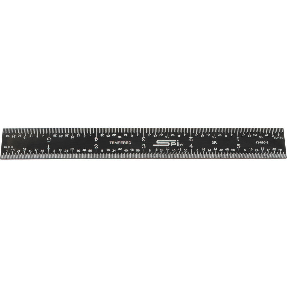 SPI 13-890-9 Steel Rule 6" OAL, 3R Graduation, Rigid, 3/4" OAW