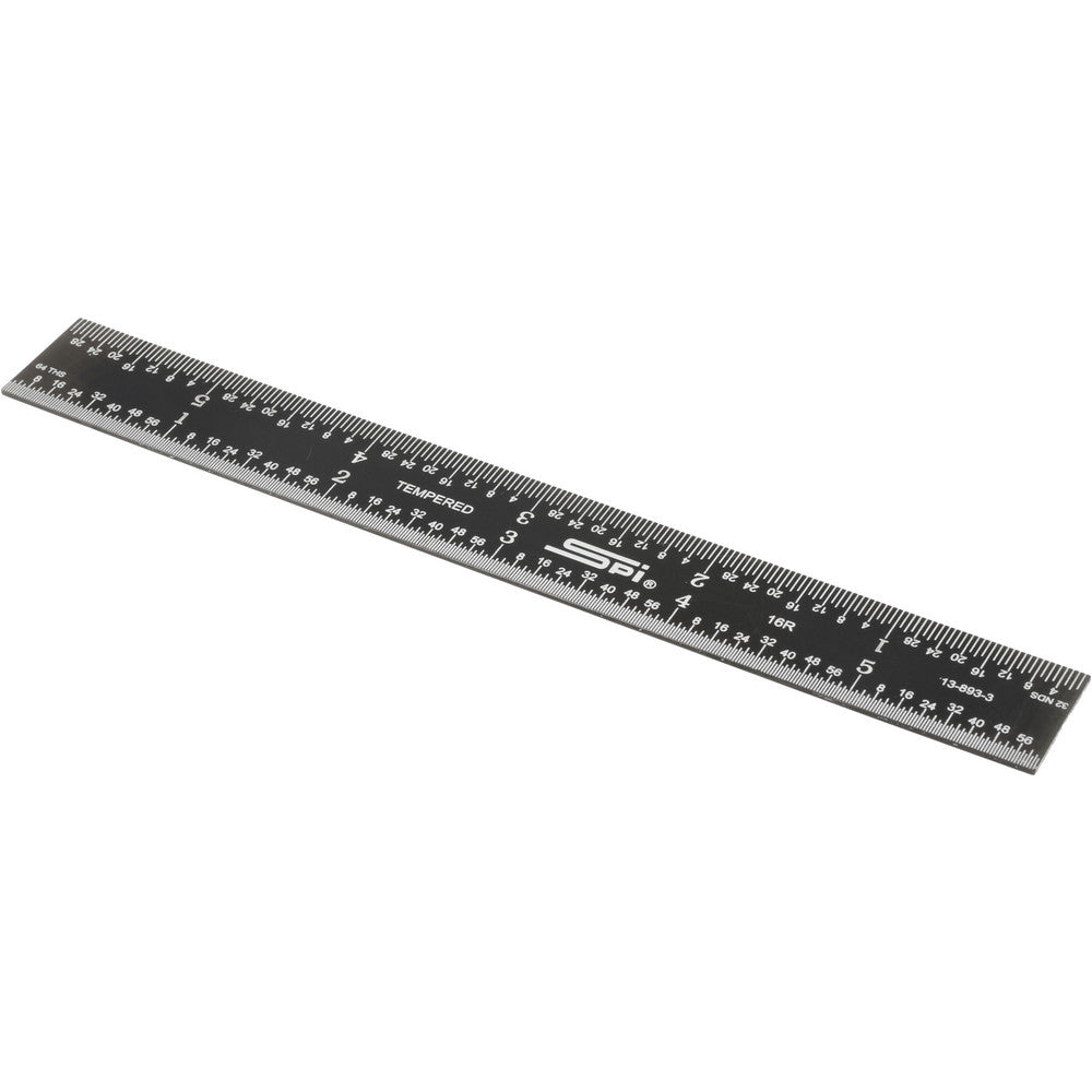 SPI 13-893-3 Steel Rule 6" OAL, 16R Graduation, Rigid, 3/4" OAW