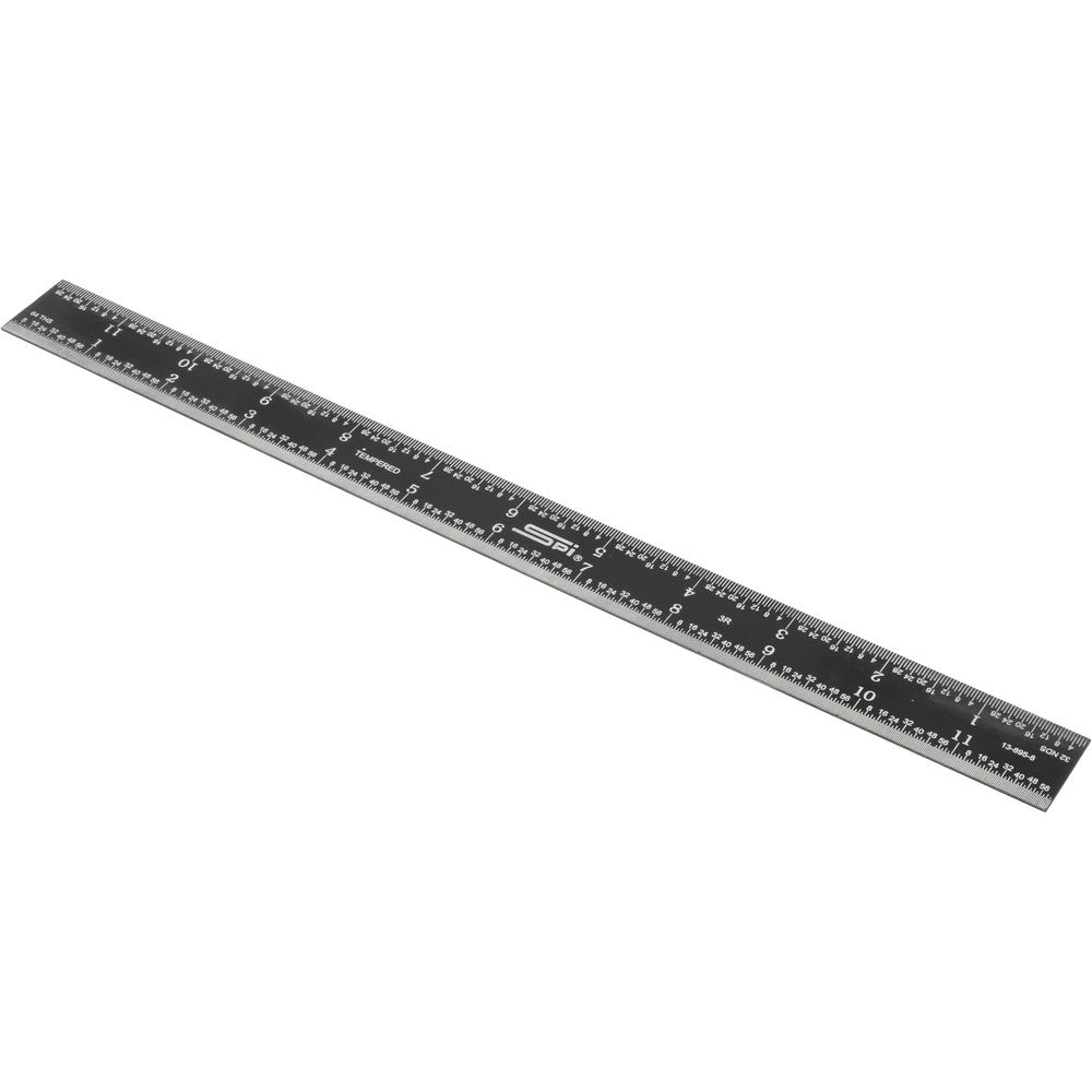 SPI 13-895-8 Steel Rule 12" OAL, 3R Graduation, Rigid, 1" OAW
