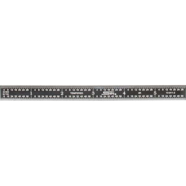 SPI 13-911-3 Steel Rule 6" OAL, 4R Graduation, Flexible, 1/2" OAW