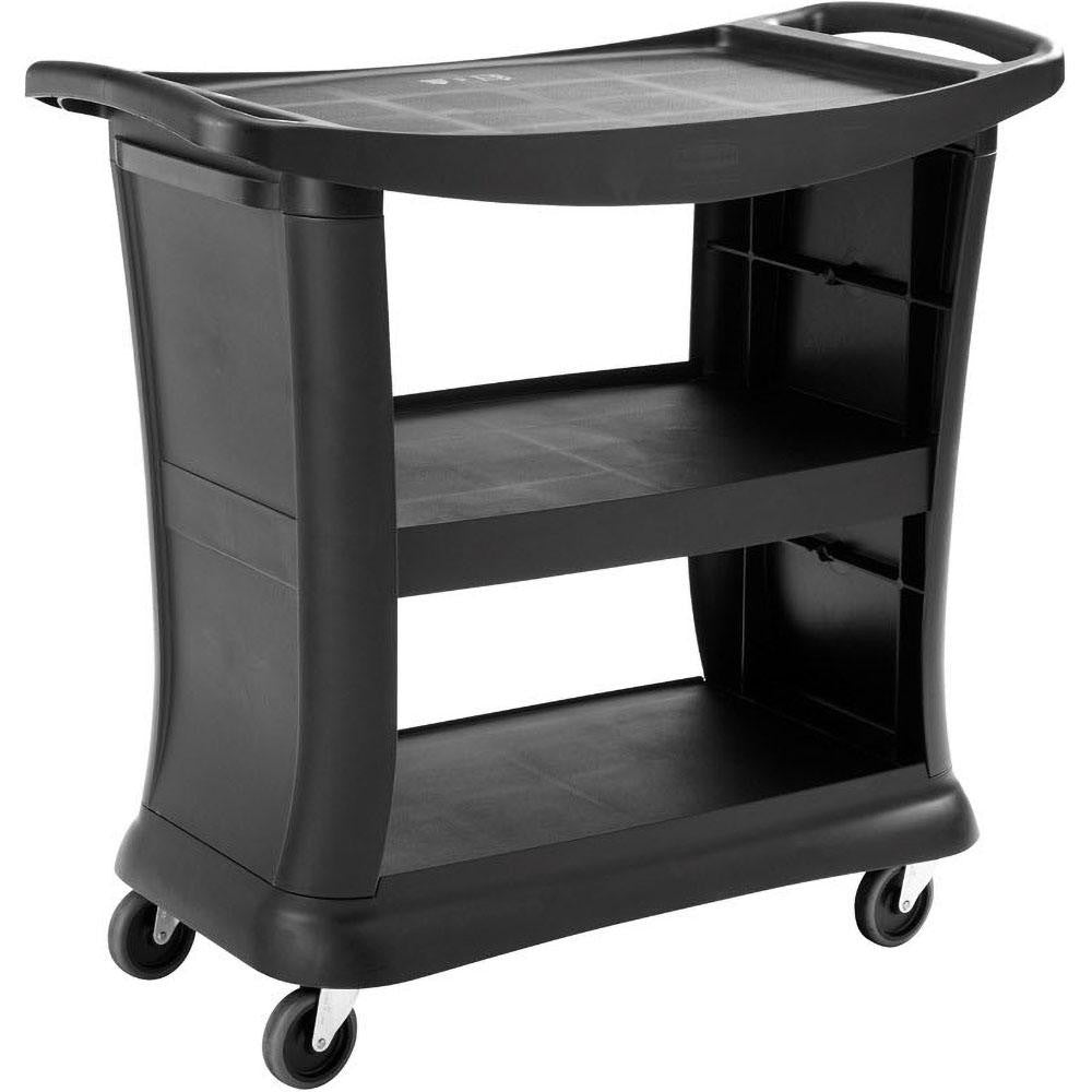 Rubbermaid FG9T6800BLA Service Utility Cart Plastic, Black
