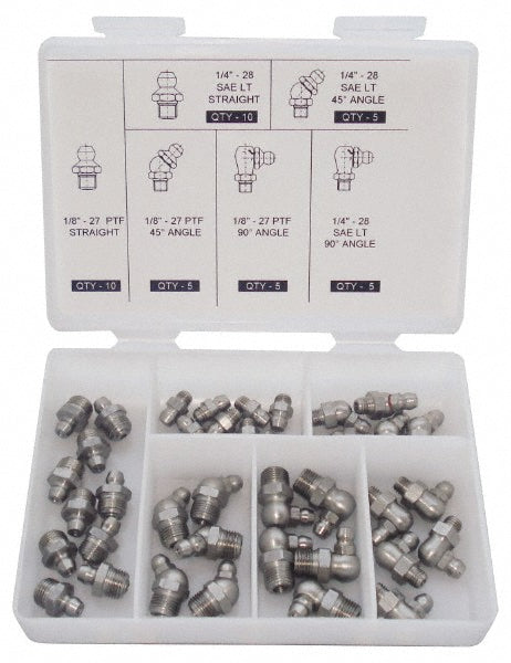 Pro-Lube GFTKIT/SS/SAE40 40 Piece, Inch, Box Plastic Stainless Steel Grease Fitting Set