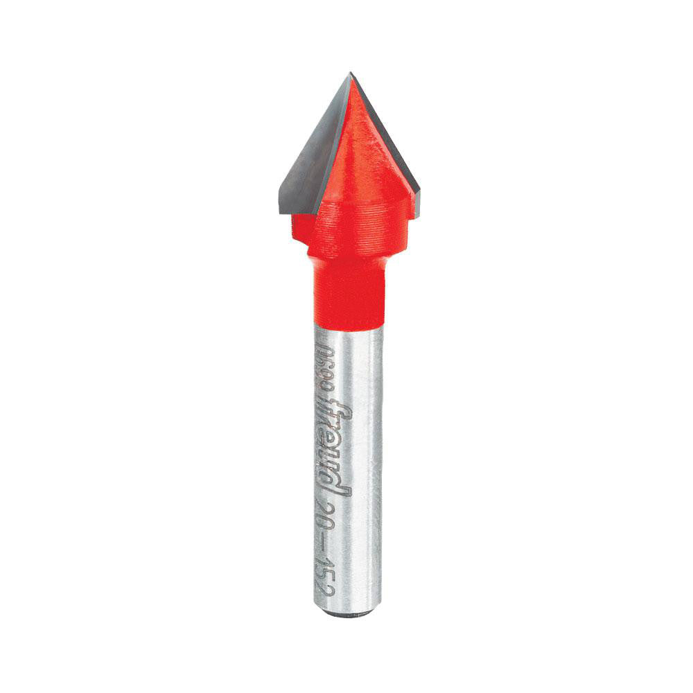 Freud 20-152 1/2" Dia, 1/2" LOC, 0 Flute Carbide-Tipped Edge Profile V-Groove Router Bit