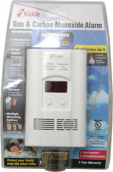 Kidde 900-0113-02 6.1 Inch Long x 3.8 Inch Wide, AC Plug In 120 Volt Carbon Monoxide and Explosive Gas Alarm