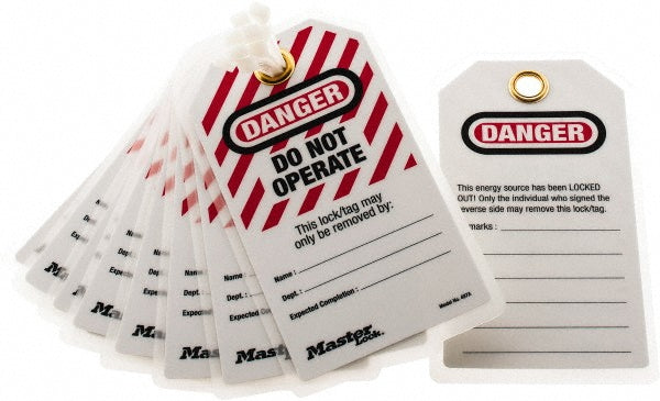 Master Lock 497A Lockout Tag 3-1/8" High, 5-3/4" Wide, Laminated Polyester, "DANGER"