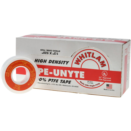J C Whitlam Manufacturing T520 Pipe Sealing Tape Pipe Repair Tape Type High Density Repair Tape  Width (Inch) 1/2  Thickness (mil) 4.0000  Thickness 4.0mil  Color White  Material PTFE