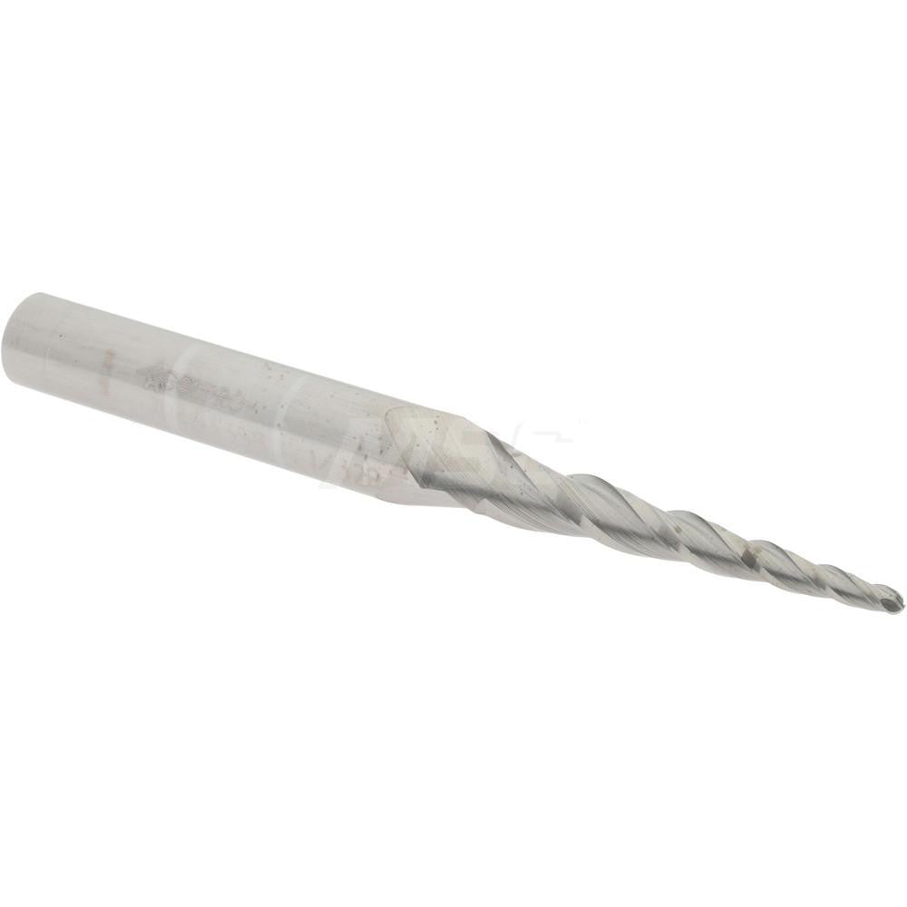 Accupro 79403358 Tapered End Mill 3.5 deg Angle per Side, 1/16" Small Dia, 1" LOC, 3 Flute, Solid Carbide, Ball End