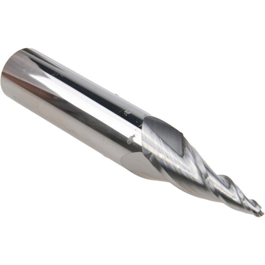 Accupro 79403457 Tapered End Mill 10 deg Angle per Side, 3/32" Small Dia, 1" LOC, 3 Flute, Solid Carbide, Ball End