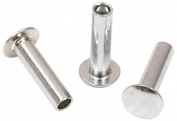 RivetKing /XTY437032SZ/P100 0.176 to 0.184" Hole Dia, Round Head, Zinc Plated Steel, Semi Tubular Rivet