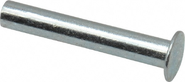 RivetKing /XTJ218024SZ/P100 0.084 to 0.09" Hole Dia, Round Head, Zinc Plated Steel, Semi Tubular Rivet