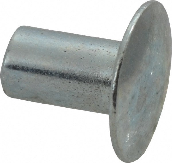 RivetKing /XTM312008SZ/P100 0.1 to 0.17" Hole Dia, Round Head, Zinc Plated Steel, Semi Tubular Rivet