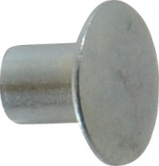 RivetKing /XTT375008SZ/P100 0.134 to 0.141" Hole Dia, Round Head, Zinc Plated Steel, Semi Tubular Rivet