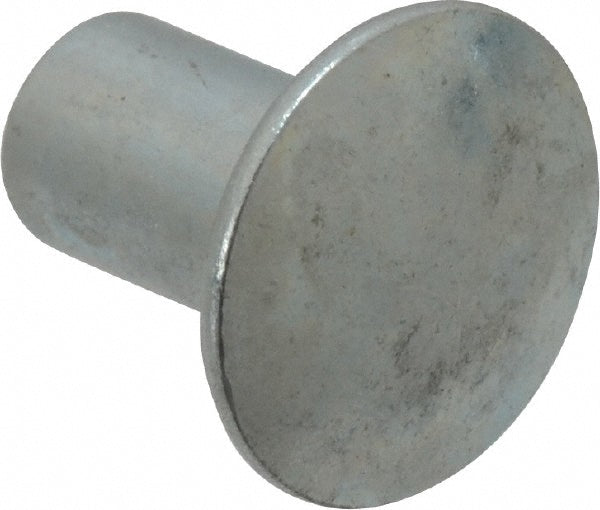 RivetKing /XTT375010SZ/P100 0.134 to 0.141" Hole Dia, Round Head, Zinc Plated Steel, Semi Tubular Rivet