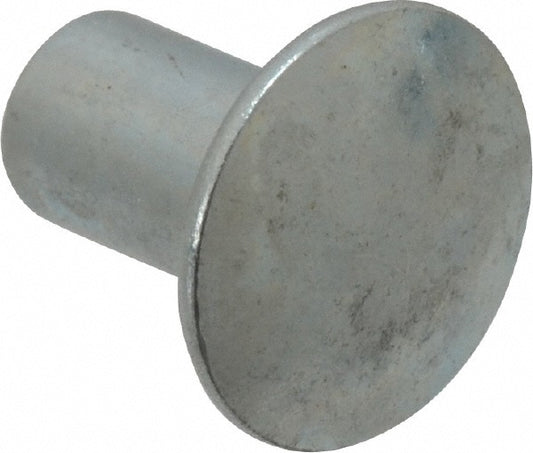 RivetKing /XTT375010SZ/P100 0.134 to 0.141" Hole Dia, Round Head, Zinc Plated Steel, Semi Tubular Rivet