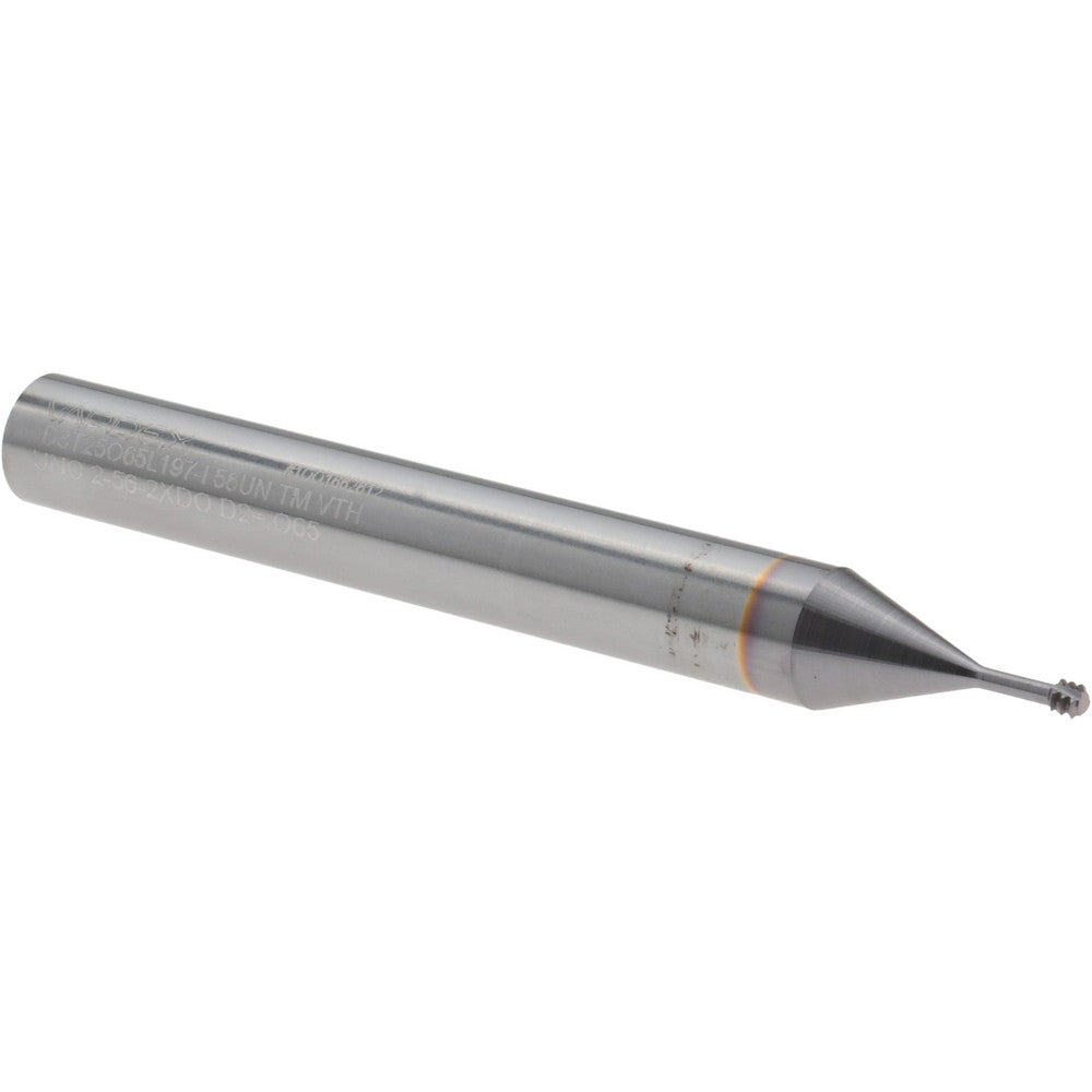 Vargus 102-80216 Straight Flute Thread Mill #2 to 56 & #3 to 56, Internal, 3 Flutes, 1/4" Shank Dia, Solid Carbide