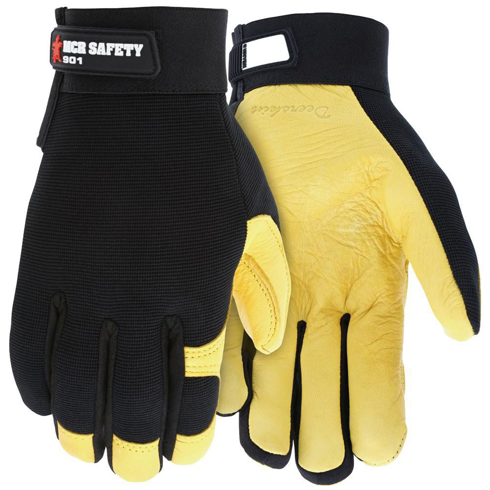 MCR Safety 901M Work Gloves Memphis® 901, Size Medium, Spandex & Deerskin Leather Lined, Spandex & Deerskin Leather, Mechanic's & Lifting